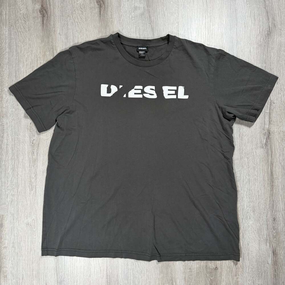 Mens Diesel Distressed Logo Black T-Shirt